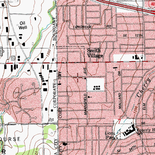 Topographic Map of Carter Park Church of Christ, OK