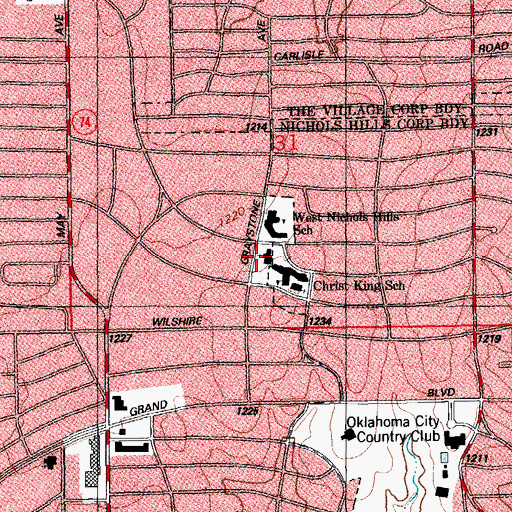 Topographic Map of Catholic Churches, OK