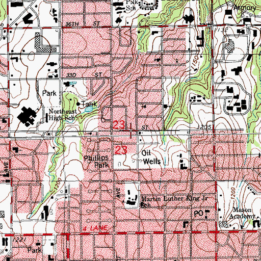 Topographic Map of Central Baptist Church, OK