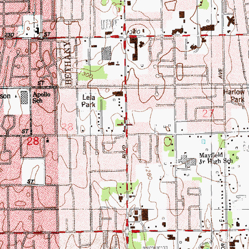 Topographic Map of Central Church of Christ, OK