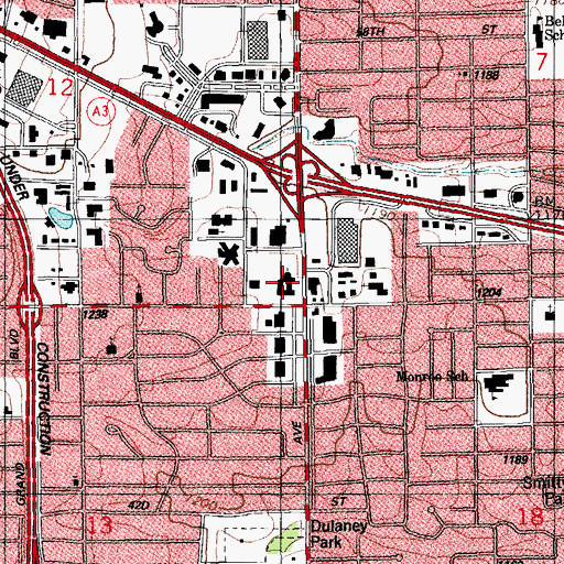 Topographic Map of Central Presbyterian Church, OK