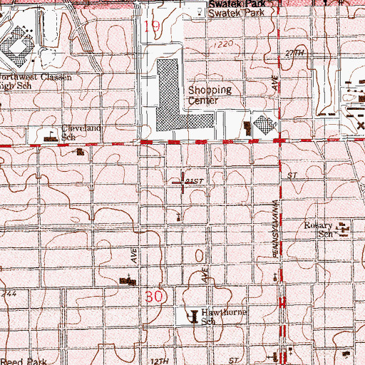 Topographic Map of Central Spiritualist Church, OK