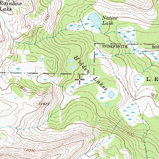 Topographic Map of Hidden Lakes, CO