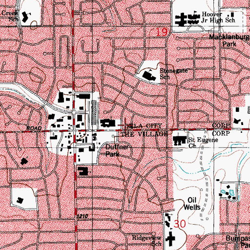 Topographic Map of Chapel Hill United Methodist Church, OK