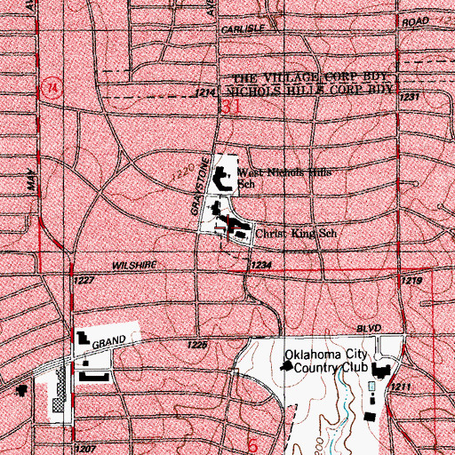 Topographic Map of Christ the King Church, OK