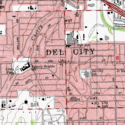 Topographic Map of Christ Life Church of God, OK