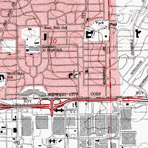 Topographic Map of Christ Gospel Church, OK