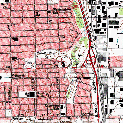 Topographic Map of Christian Church in Oklahoma, OK