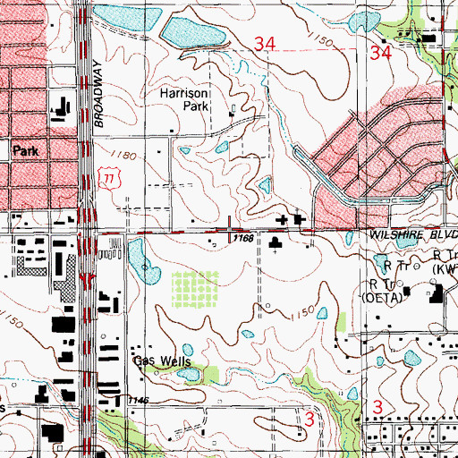 Topographic Map of Christian Faith Missionary Church, OK