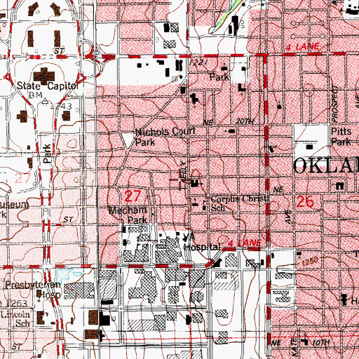 Topographic Map of Christ United Methodist Church, OK