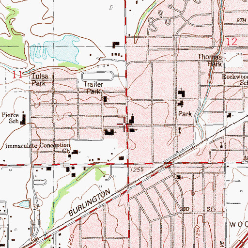 Topographic Map of Christs Christian Church, OK