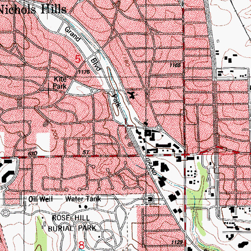 Topographic Map of Christian Science Church, OK