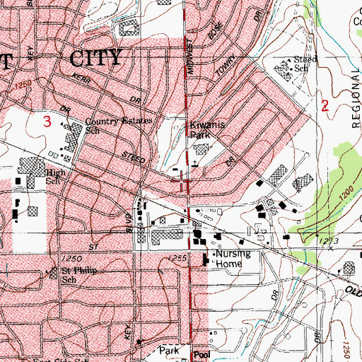 Topographic Map of Christian Science Church, OK