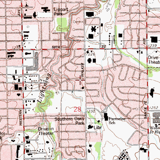 Topographic Map of Church in Oklahoma City, OK