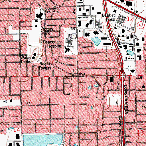 Topographic Map of Christian Science Church, OK