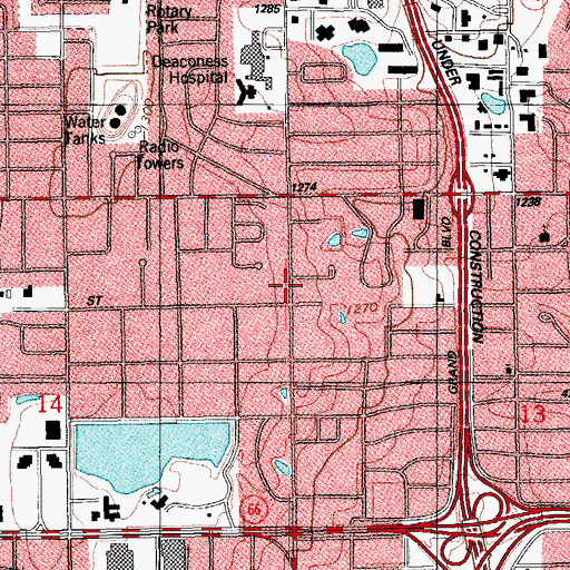 Topographic Map of Christian Science Church, OK