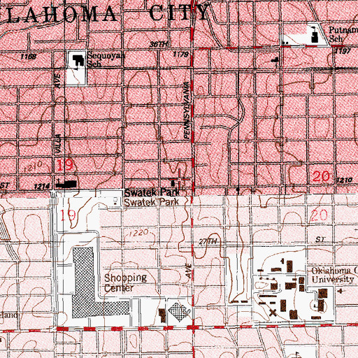 Topographic Map of Church of Christ, OK