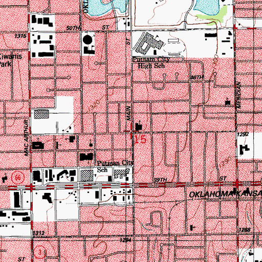Topographic Map of Church of Christ Putnam City, OK