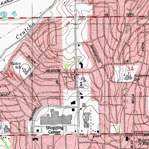 Topographic Map of Church of Christ Ridgecrest, OK