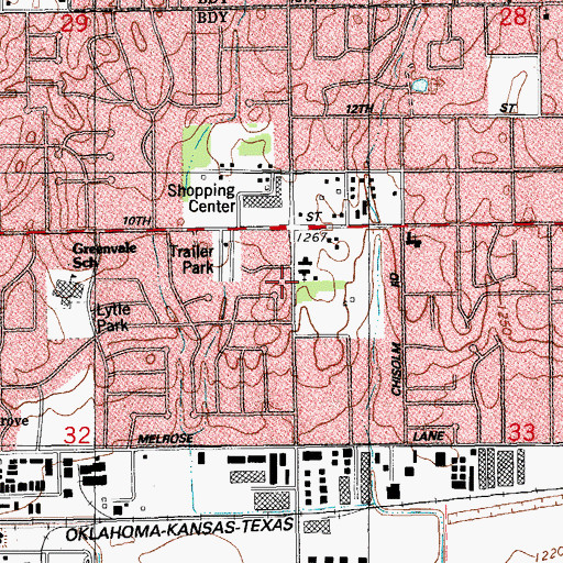 Topographic Map of Church of Christ West Avenue, OK