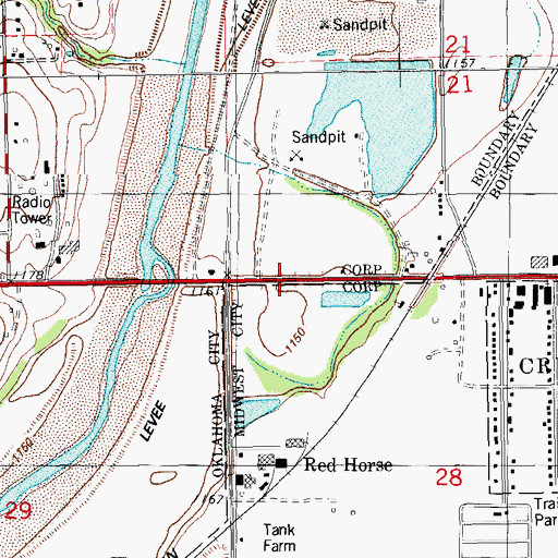 Topographic Map of Church of God, OK