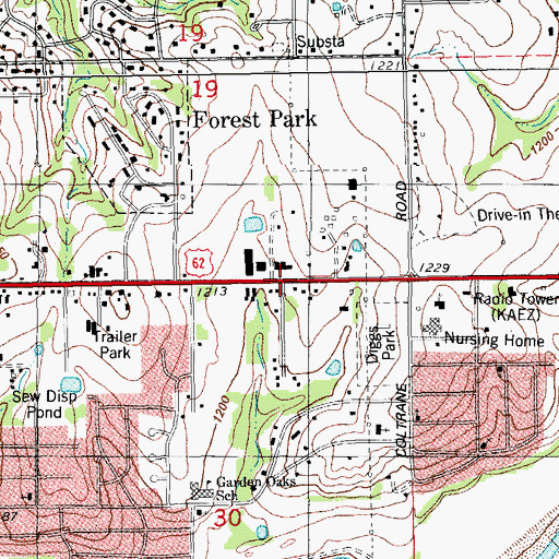 Topographic Map of Church of God in Christ, OK