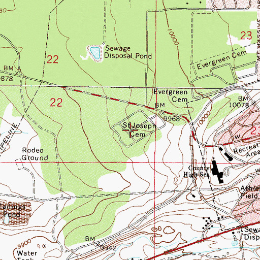 Topographic Map of Saint Joseph Cemetery, CO