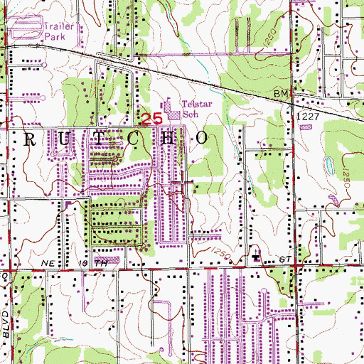 Topographic Map of Church of God in Prophecy, OK