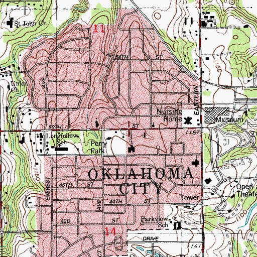 Topographic Map of Church of God Whpwhob, OK