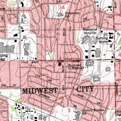 Topographic Map of The Church of Jesus Christ of Latter Day Saints, OK