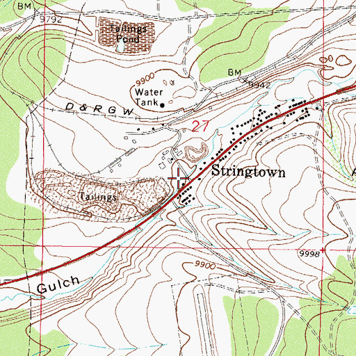 Topographic Map of Stringtown, CO