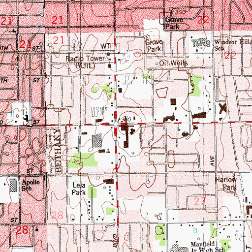 Topographic Map of Clark Memorial United Methodist Church, OK