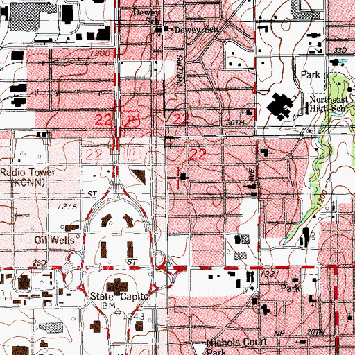Topographic Map of Community Missionary Baptist Church, OK