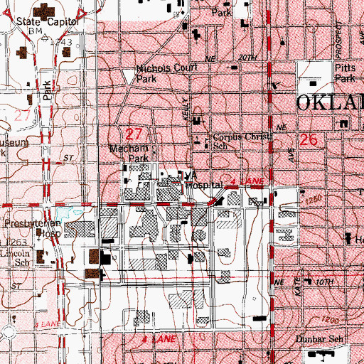Topographic Map of Corpus Christi Church, OK
