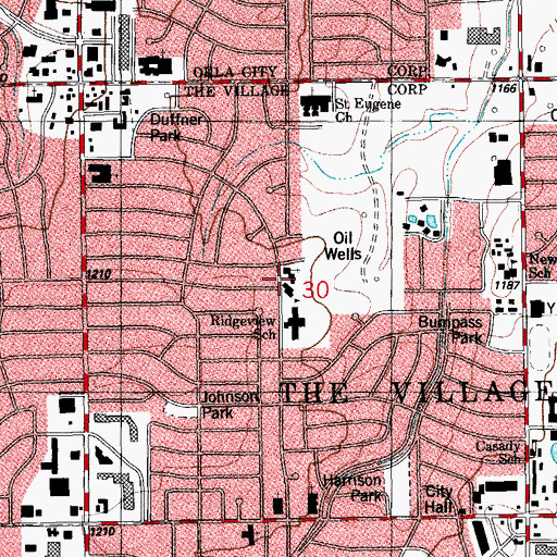 Topographic Map of Covenant Presbyterian Church, OK