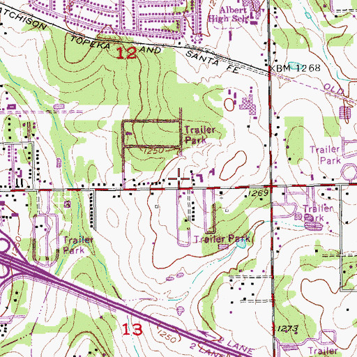 Topographic Map of Crest Baptist Church, OK