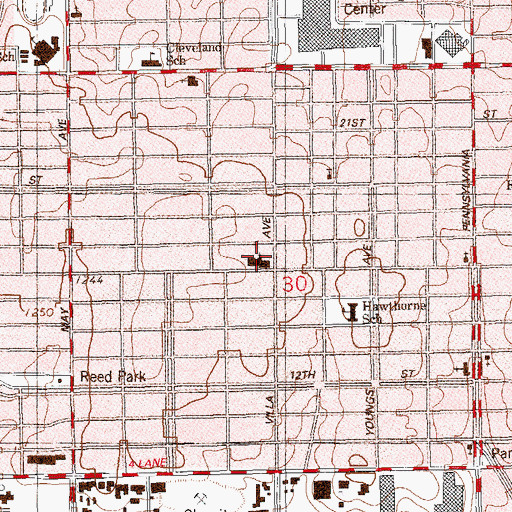 Topographic Map of Crestwood Baptist Church, OK