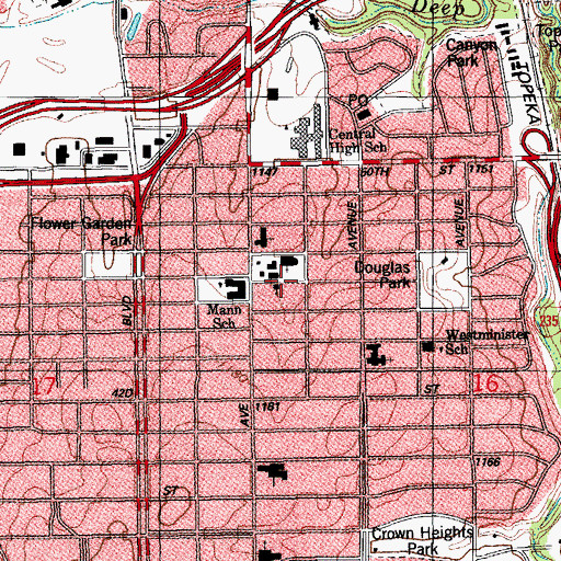Topographic Map of Crown Heights Nazarene Church, OK