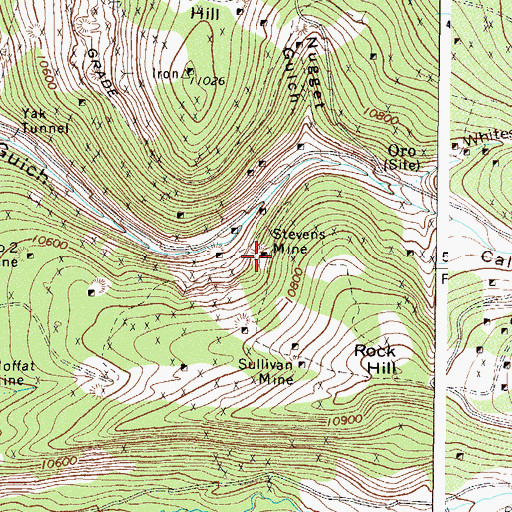 Topographic Map of Stevens Mine, CO