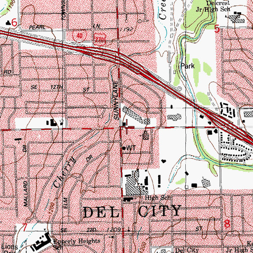 Topographic Map of Del City Christian Church, OK