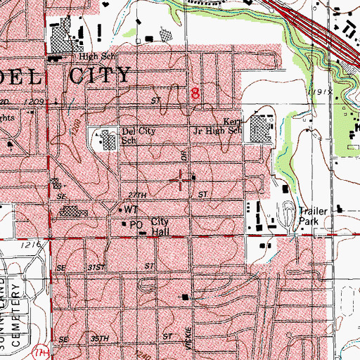 Topographic Map of Del City First Church Nazarene, OK