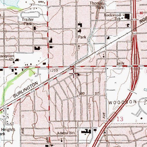 Topographic Map of Dumas Avenue Baptist Church, OK