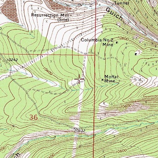 Topographic Map of Moffat Mine, CO