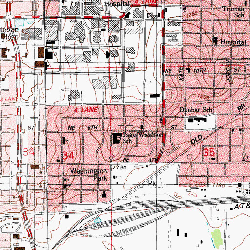 Topographic Map of East Sixth Street Christian Church, OK