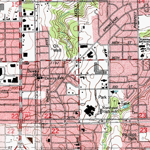 Topographic Map of Ebenezer Baptist Church, OK