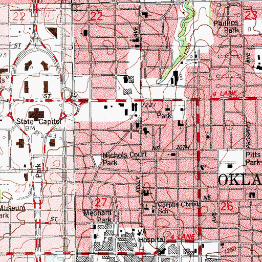 Topographic Map of Emmanuel Baptist Church, OK