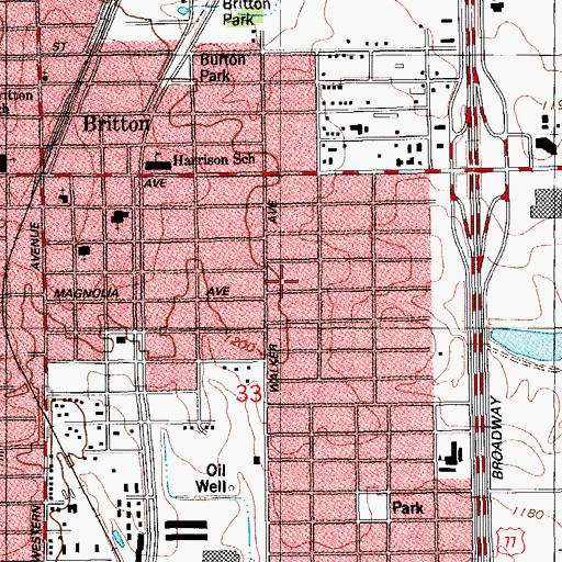 Topographic Map of Estes Park Church of Christ, OK