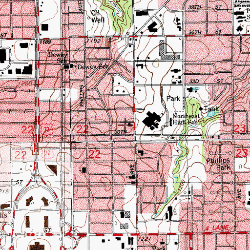 Topographic Map of Faith Memorial Baptist Church, OK