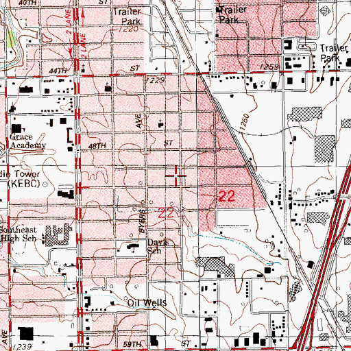 Topographic Map of Fiftieth Avenue Pentecostal Church, OK