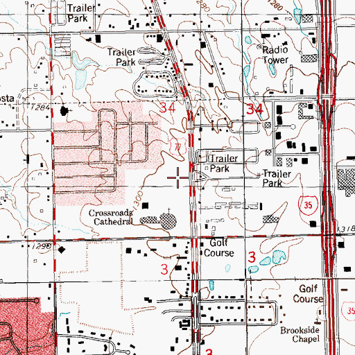 Topographic Map of First Assembly of God, OK